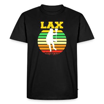 Silhouette de joueur de crosse LAX Retro Sunset - T-shirt Premium bio Homme - noir - Devant - Nico (187cm)
