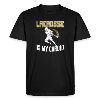 La crosse est mon cardio Athlète drôle Humour sportif - T-shirt Premium bio Homme - noir - Devant - Nico (187cm)