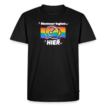 Adventure Starts Here Pride Symbol - Men's Premium Organic T-Shirt - black - Front - Nico (187cm)