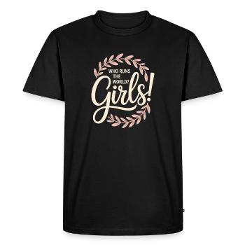 Les femmes : le pouvoir qui dirige le monde, les filles, les filles : la fille - T-shirt Premium bio Homme - noir - Devant - Nico (187cm)