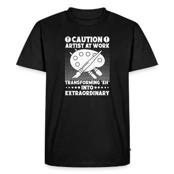 Drôle Art Peintre Prudence Artiste Au Travail Dessin - T-shirt Premium bio Homme - noir - Devant - Nico (187cm)