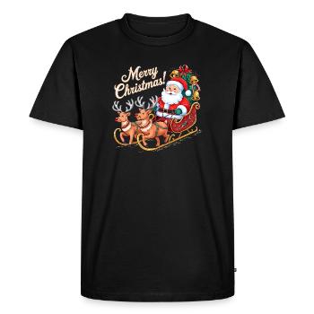 Traîneau renne du Père Noël Joyeux Noël - T-shirt Premium bio Homme - noir - Devant - Nico (187cm)