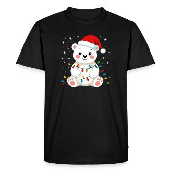 ours polaire Noël mignon drôle fées lumières pôle Nord - T-shirt Premium bio Homme - noir - Devant - Nico (187cm)