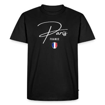 Paris France, design élégant Paris - T-shirt Premium bio Homme - noir - Devant - Nico (187cm)