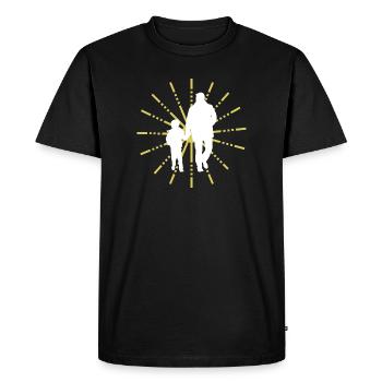 Père et fils / famille - T-shirt Premium bio Homme - noir - Devant - Nico (187cm)