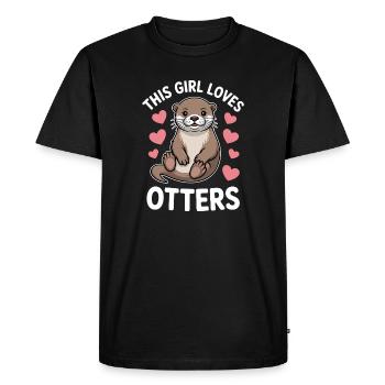 Loutre disant fille drôle loutre cadeau - T-shirt Premium bio Homme - noir - Devant - Nico (187cm)
