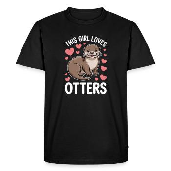 Loutre disant fille drôle loutre cadeau - T-shirt Premium bio Homme - noir - Devant - Nico (187cm)