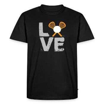 Amour Crosse Minimal Bâton Balle Sports Mode de vie - T-shirt Premium bio Homme - noir - Devant - Nico (187cm)