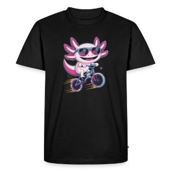 Little Dragon Road Bike Hero Axolotl - Men's Premium Organic T-Shirt - black - Front - Nico (187cm)
