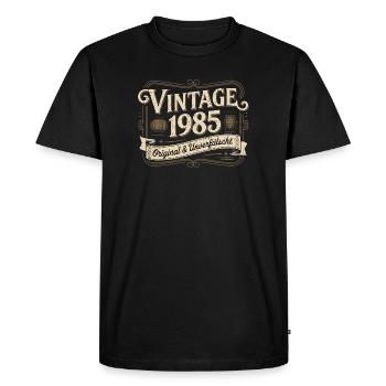 Vintage 1985 Original Unadulterated - Men's Premium Organic T-Shirt - black - Front - Nico (187cm)