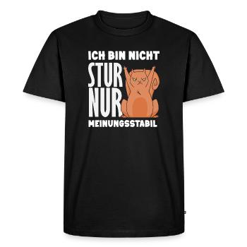 Pas têtu, juste stable dans l’opinion - T-shirt Premium bio Homme - noir - Devant - Nico (187cm)