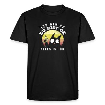 Je vais bien Tu vas bien Tout va bien Chat - T-shirt Premium bio Homme - noir - Devant - Nico (187cm)