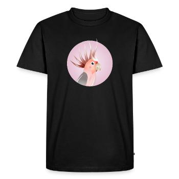 Cacatoès élégant en cercle pastel - T-shirt Premium bio Homme - noir - Devant - Nico (187cm)