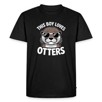 Loutre disant les gars drôle loutre cadeau - T-shirt Premium bio Homme - noir - Devant - Nico (187cm)