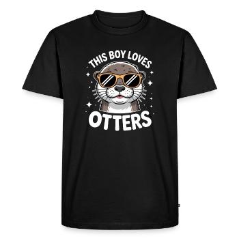 Loutre disant les gars drôle loutre cadeau - T-shirt Premium bio Homme - noir - Devant - Nico (187cm)