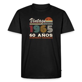60 Year 1965 Vintage Retro Birthday - Men's Premium Organic T-Shirt - black - Front - Nico (187cm)