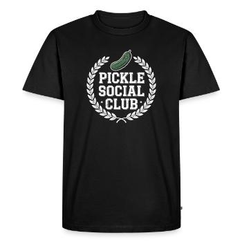 Pickle Social Club Concombre Humour Crew - T-shirt Premium bio Homme - noir - Devant - Nico (187cm)