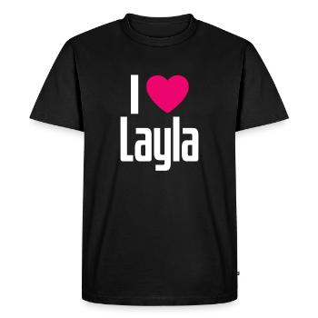 I Love Layla Pink Heart I Love Layla - Men's Premium Organic T-Shirt - black - Front - Nico (187cm)