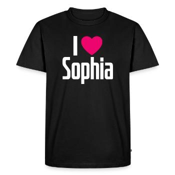 J’aime Sophia Pink Heart J’aime Sophia - T-shirt Premium bio Homme - noir - Devant - Nico (187cm)