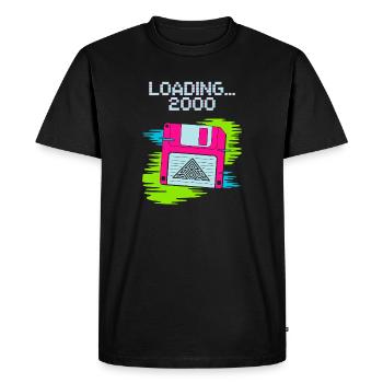 Disquette Nostalgie 2000 - T-shirt Premium bio Homme - noir - Devant - Nico (187cm)