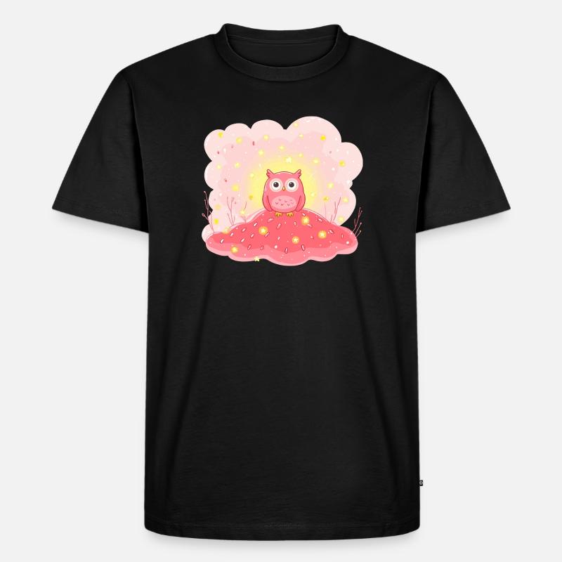 Zarte Eulenstern auf Rosenhügel - Männer Premium Bio T-Shirt - Schwarz