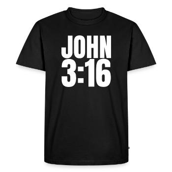 John 3:16 Christian Church of the Faithful John - Men's Premium Organic T-Shirt - black - Front - Nico (187cm)