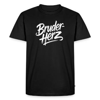 Frère Coeur Frères Grand Bro Disant Petit Frère - T-shirt Premium bio Homme - noir - Devant - Nico (187cm)