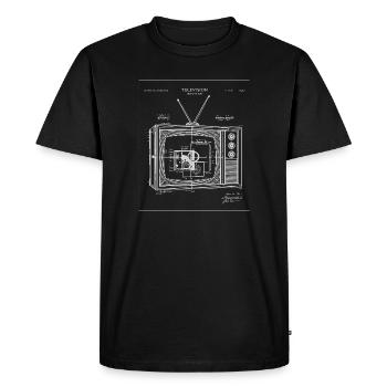 Vintage TV Blueprint Illustration - Men's Premium Organic T-Shirt - black - Front - Nico (187cm)