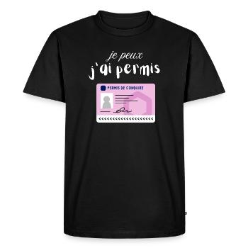 je peux jai permis - obtention de votre permis - T-shirt Premium bio Homme - noir - Devant - Nico (187cm)