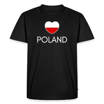 Cœur avec drapeau polonais, fierté polonaise - T-shirt Premium bio Homme - noir - Devant - Nico (187cm)