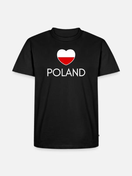 Heart with Poland flag, Polish pride - Men's Premium Organic T-Shirt - black