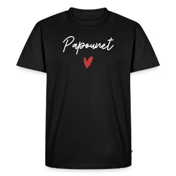 Papounet coeur idée cadeau  - T-shirt Premium bio Homme - noir - Devant - Nico (187cm)