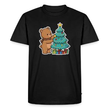 Ours de Noël avec sapin de Noël et cadeaux - T-shirt Premium bio Homme - noir - Devant - Nico (187cm)