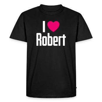 I Love Robert Pink Heart I Love Robert - Men's Premium Organic T-Shirt - black - Front - Nico (187cm)