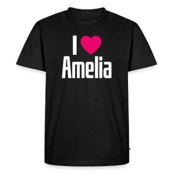 J’aime Amelia Coeur rose J’aime Amelia - T-shirt Premium bio Homme - noir - Devant - Nico (187cm)