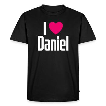 I Love Daniel Pink Heart I Love Daniel - Men's Premium Organic T-Shirt - black - Front - Nico (187cm)