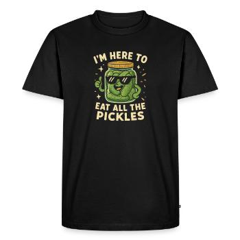 Je suis ici pour manger tous les concombres. Drôle de gur - T-shirt Premium bio Homme - noir - Devant - Nico (187cm)