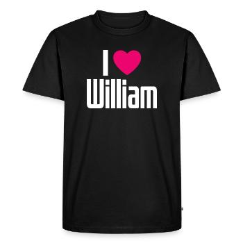 I Love William Pink Heart I Love William - Men's Premium Organic T-Shirt - black - Front - Nico (187cm)