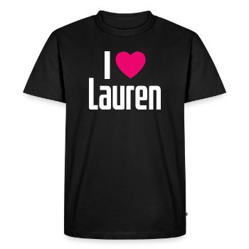 J’aime Lauren Coeur rose J’aime Lauren - T-shirt Premium bio Homme - noir - Devant - Nico (187cm)