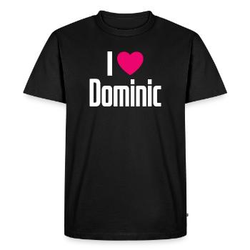 I Love Dominic Pink Heart I Love Dominic - Men's Premium Organic T-Shirt - black - Front - Nico (187cm)