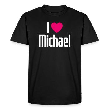 J’aime Michael Pink Heart J’aime Michael - T-shirt Premium bio Homme - noir - Devant - Nico (187cm)
