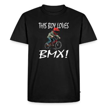 Ce gamin adore le BMX - T-shirt Premium bio Homme - noir - Devant - Nico (187cm)
