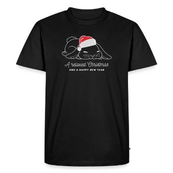 Lapin de Noël décontracté avec chapeau - lumineux - T-shirt Premium bio Homme - noir - Devant - Nico (187cm)