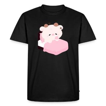 Sleepy Pink Cow Kawaii Bedtime - Men's Premium Organic T-Shirt - black - Front - Nico (187cm)