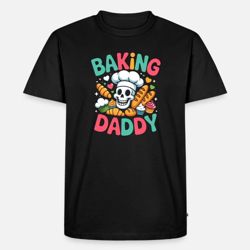 Backen Daddy Schädel Backkunst - Männer Premium Bio T-Shirt - Schwarz