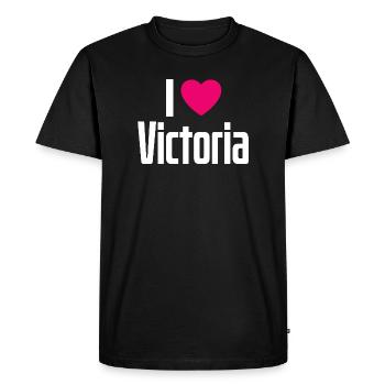 J’aime Victoria Coeur rose J’aime Victoria - T-shirt Premium bio Homme - noir - Devant - Nico (187cm)