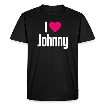 J’aime Johnny Coeur rose J’aime Johnny - T-shirt Premium bio Homme - noir - Devant - Nico (187cm)