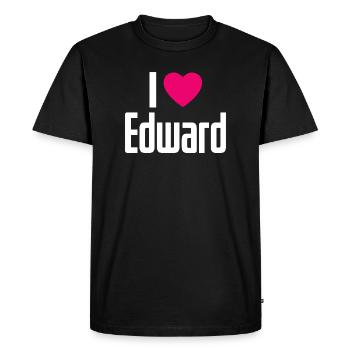 J’aime Edward Coeur Rose J’aime Edward - T-shirt Premium bio Homme - noir - Devant - Nico (187cm)