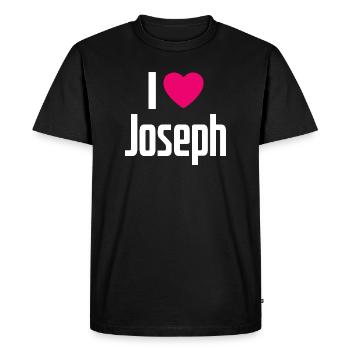 I Love Joseph Pink Heart I Love Joseph - Men's Premium Organic T-Shirt - black - Front - Nico (187cm)