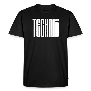 Typographie rétro techno audacieuse - T-shirt Premium bio Homme - noir - Devant - Nico (187cm)
